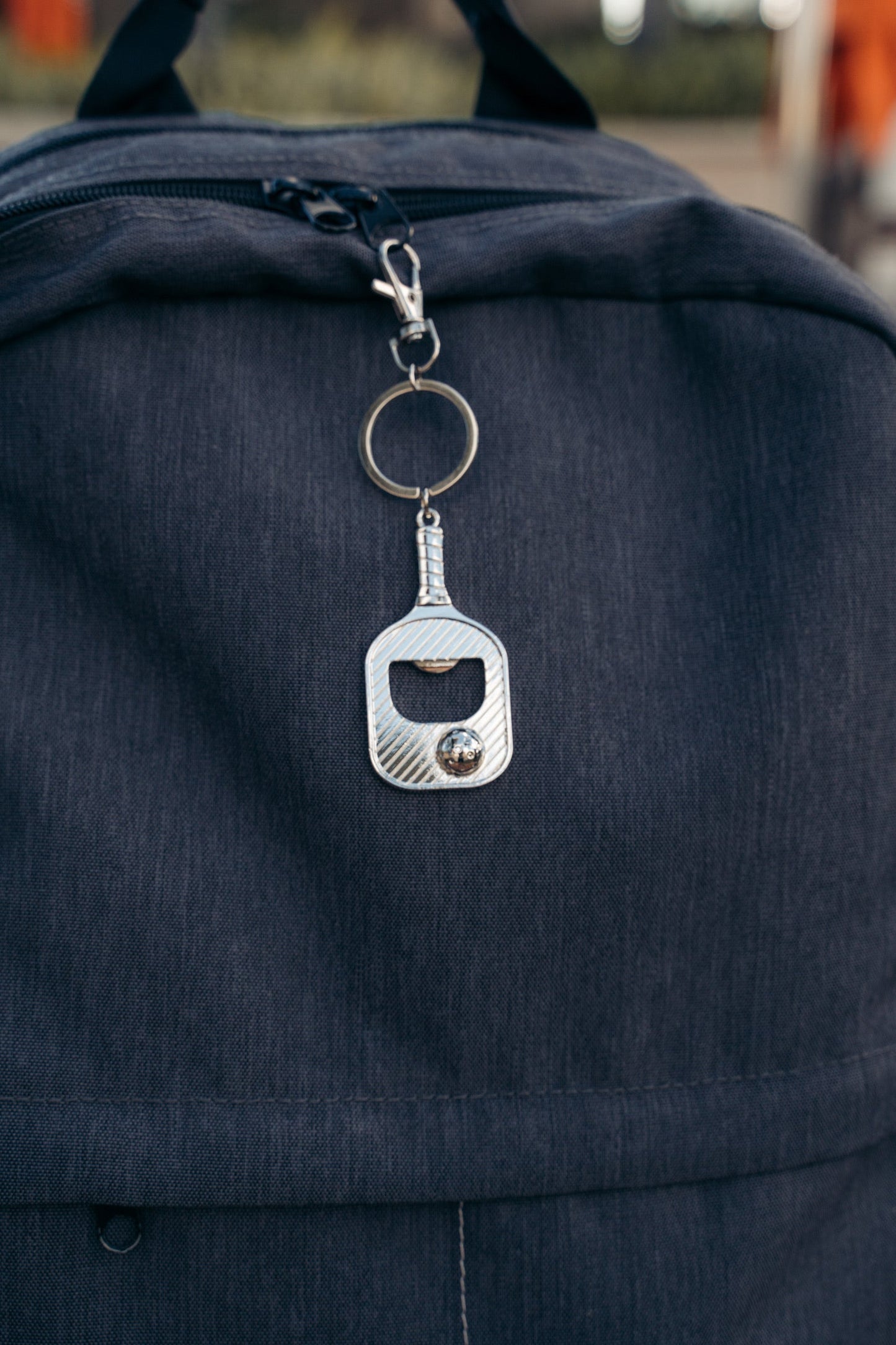 Pickleball Charm Keychain with Bottle Opener [Matte Silver]