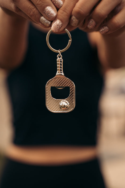 Pickleball Charm Keychain with Bottle Opener [Silver]